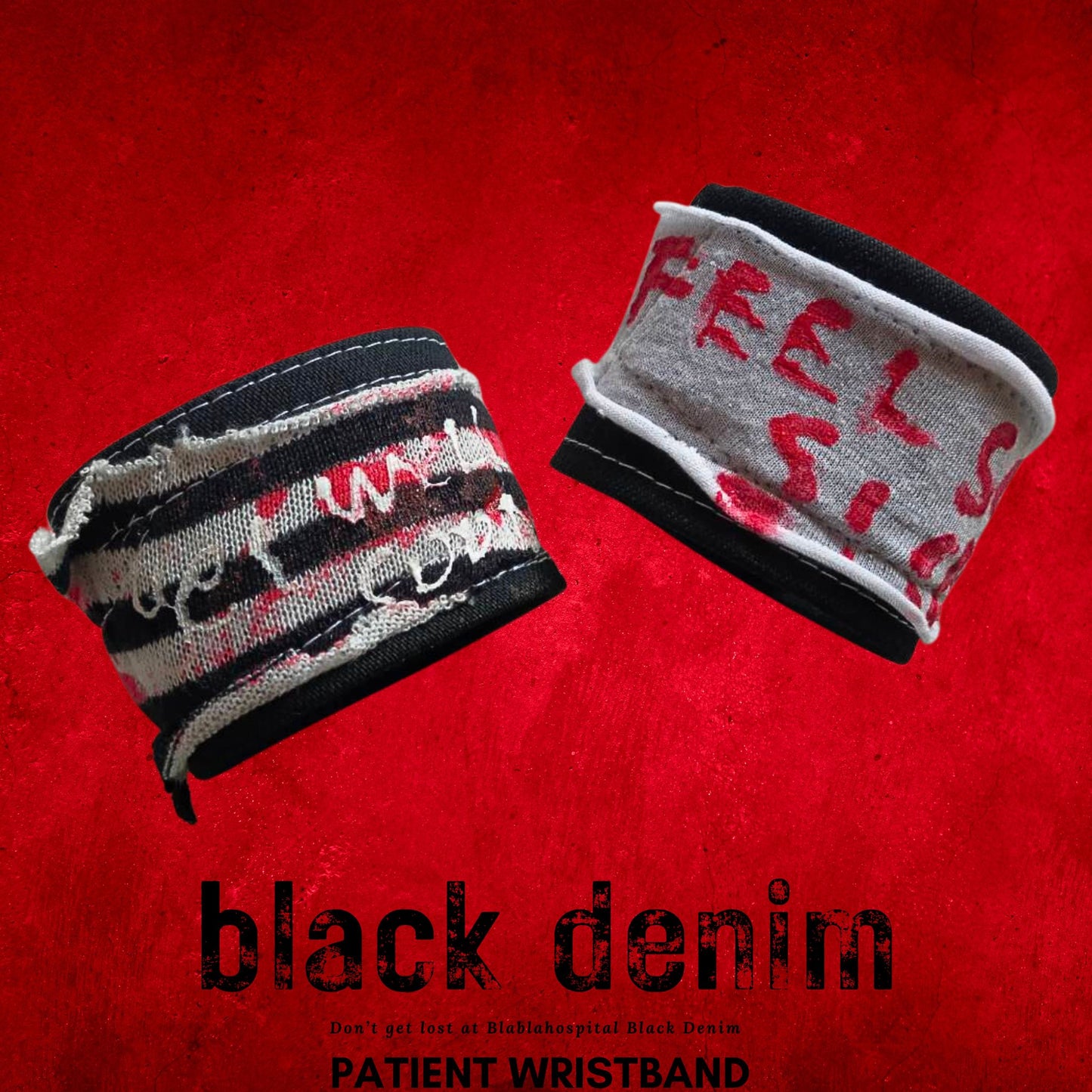 【Breite 5 cm/Handgelenk 17,5cm】Blabla Patient Punk-Armbandkollektion 2023 im schwarzen Denim-Design