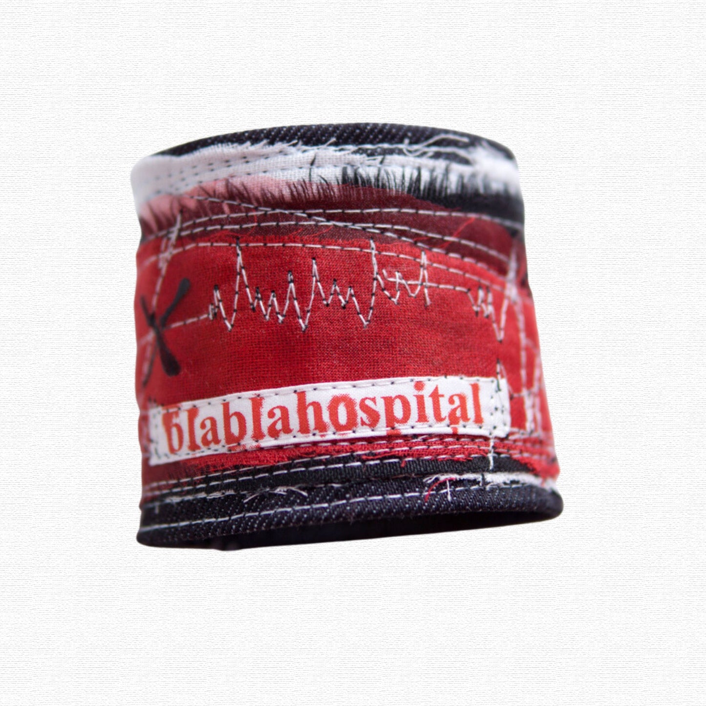 Breites Denim-Blabla-Patientenarmband, einzeln hergestellt von der Blabla-Modekrankenschwester! Verlieren Sie sich nicht in meinem Modekrankenhaus!