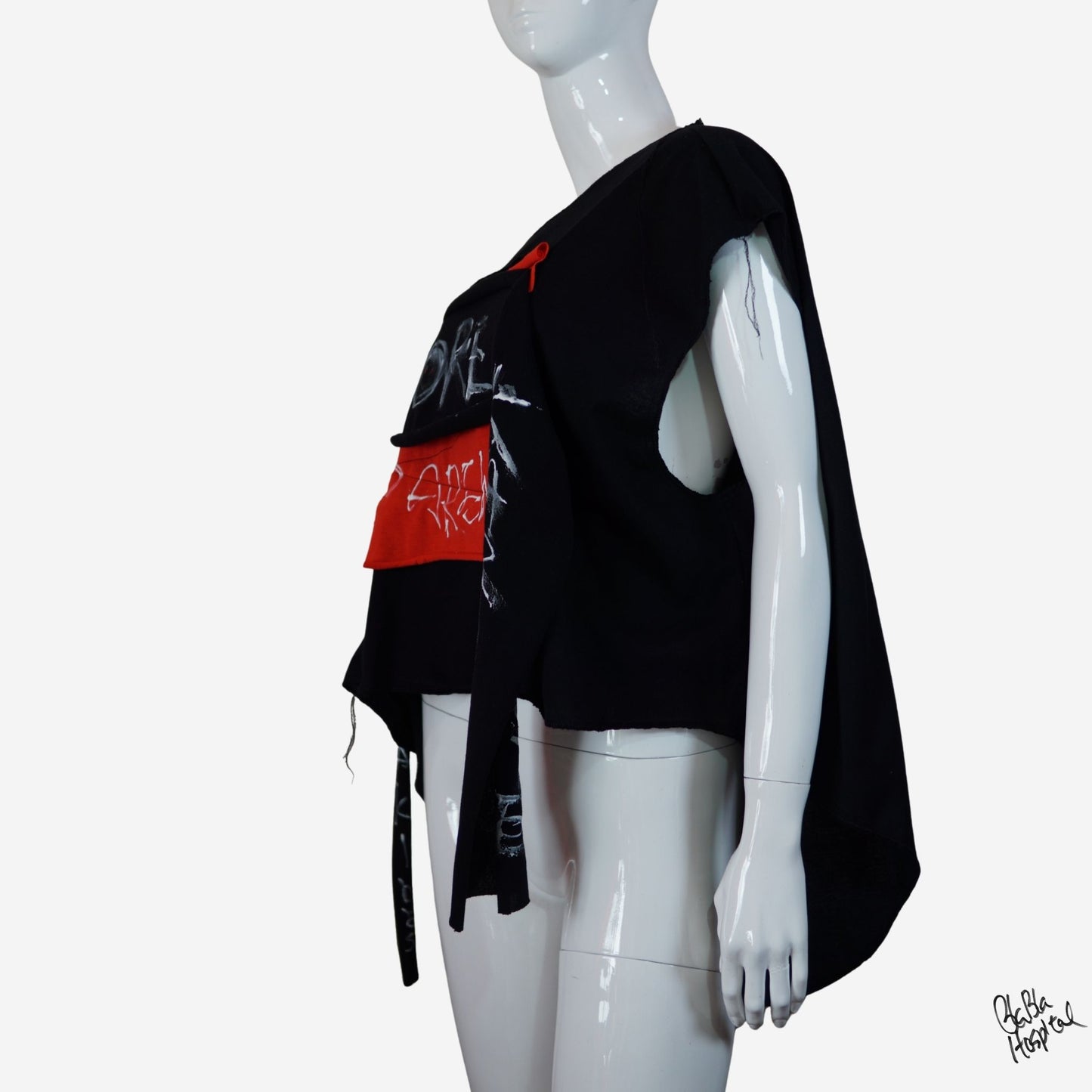 Face No.002 | Romaji writing – Oversized Black Sleeveless Top