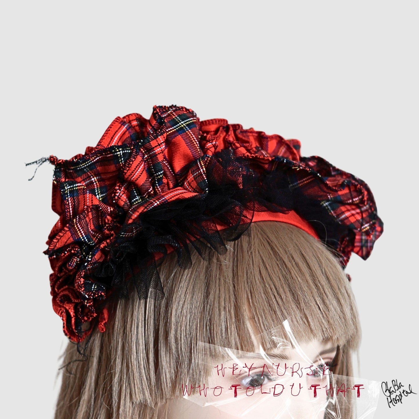 Red Tartan Intuitive Frill – Red Nurse Cap