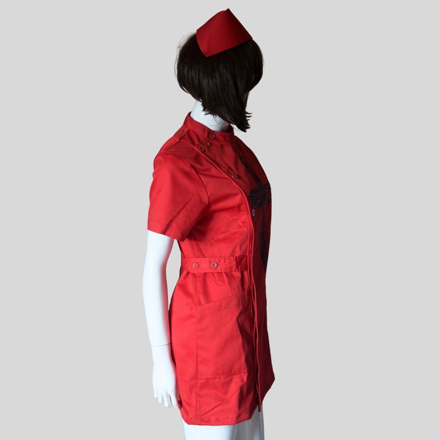 Red Gothic Nurse Dress Black Cross Punk  Paint!　