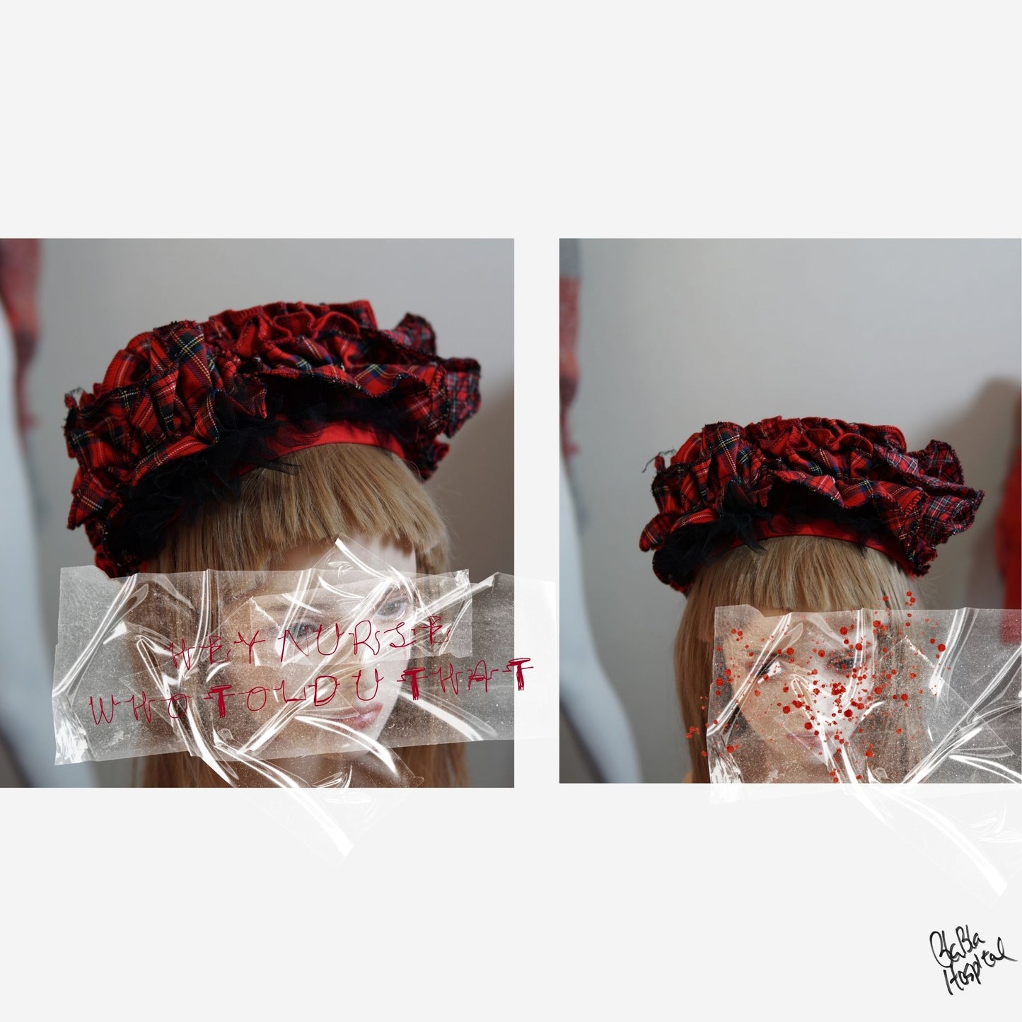 Red Tartan Intuitive Frill – Red Nurse Cap