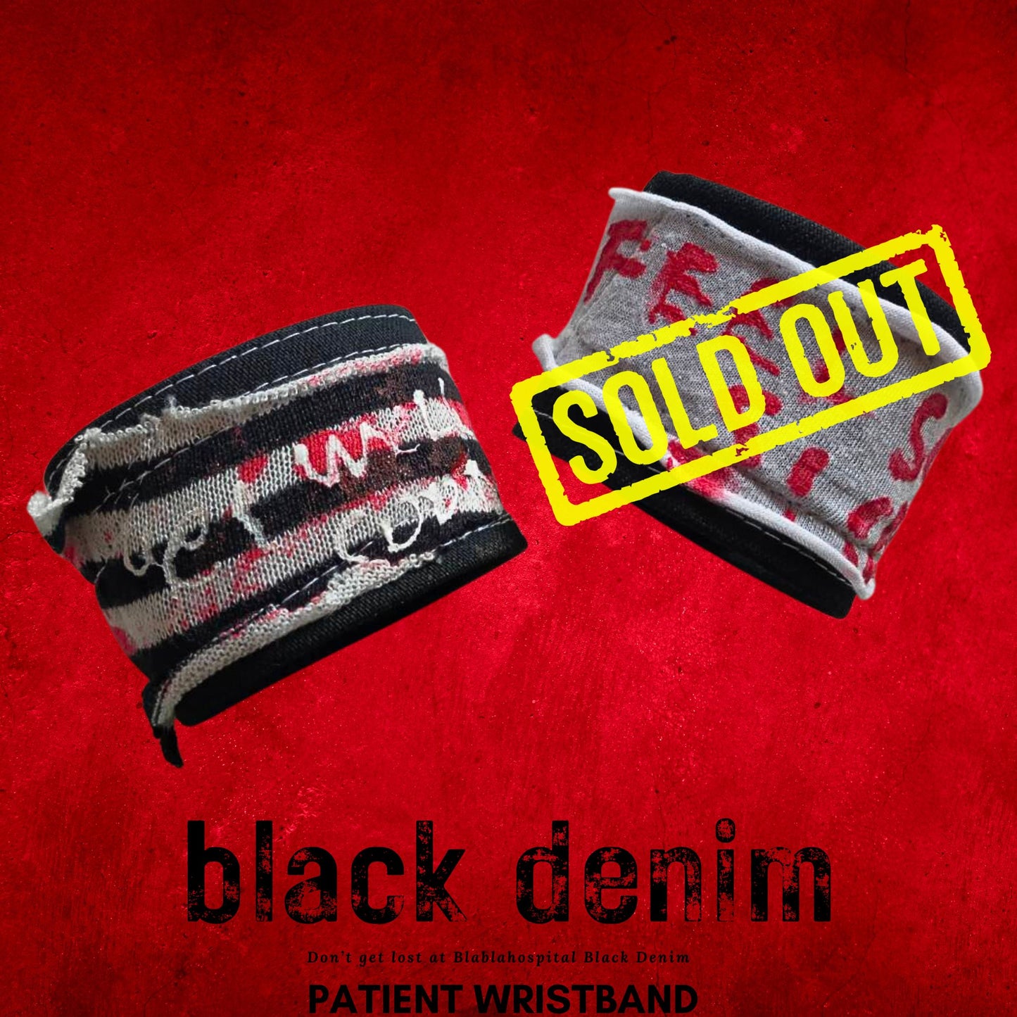 【Breite 5 cm/Handgelenk 17,5cm】Blabla Patient Punk-Armbandkollektion 2023 im schwarzen Denim-Design