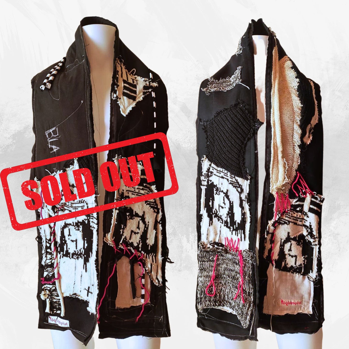 180cm Heavy Weight Blabla Punk Scarf The Nurse Knit Collection Handmade In Tokyo