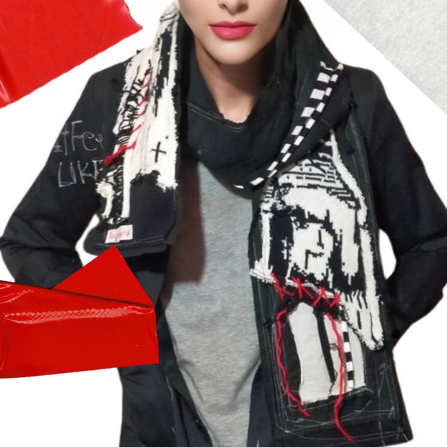 180cm Heavy Weight Blabla Punk Scarf The Nurse Knit Collection Handmade In Tokyo