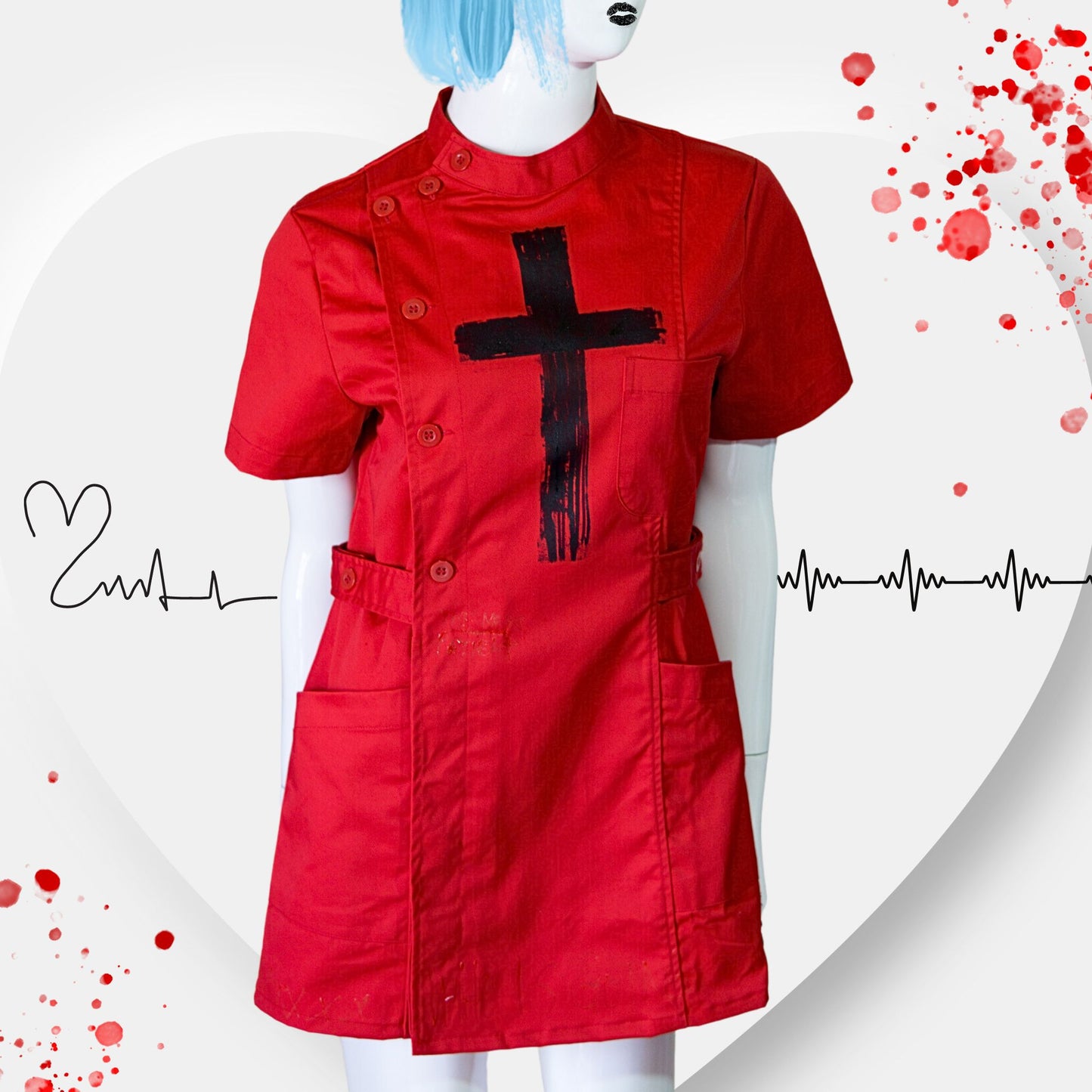 NEU! Rotes Gothic-Krankenschwesterkleid