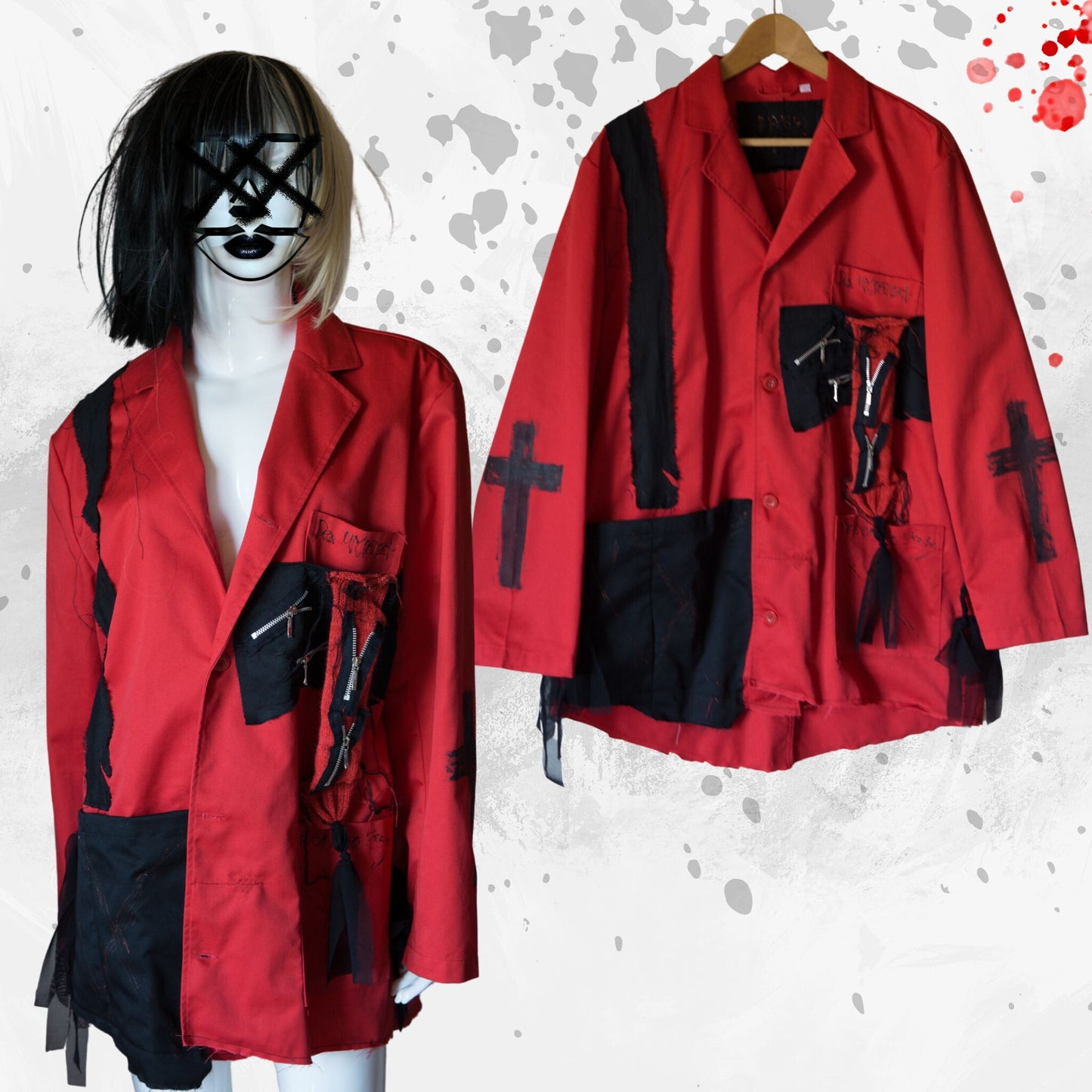 NEW!新作 オーバーサイズパンクジャケット レッド