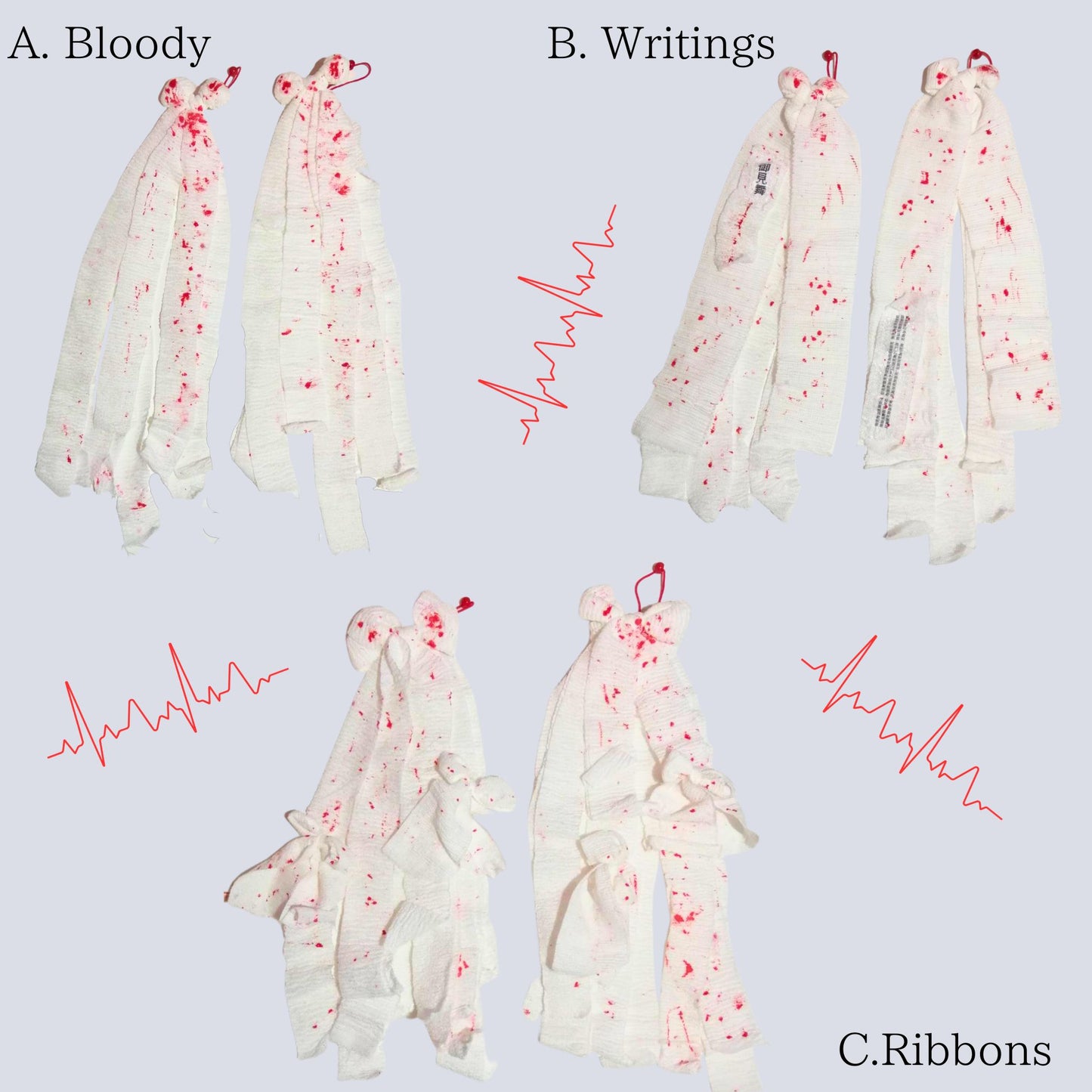 【50cm ish】Bandage Ribbon Hair Ties Yamikawa J Fashion Sweet Sickness Style Set of Two Bloody Long! haha