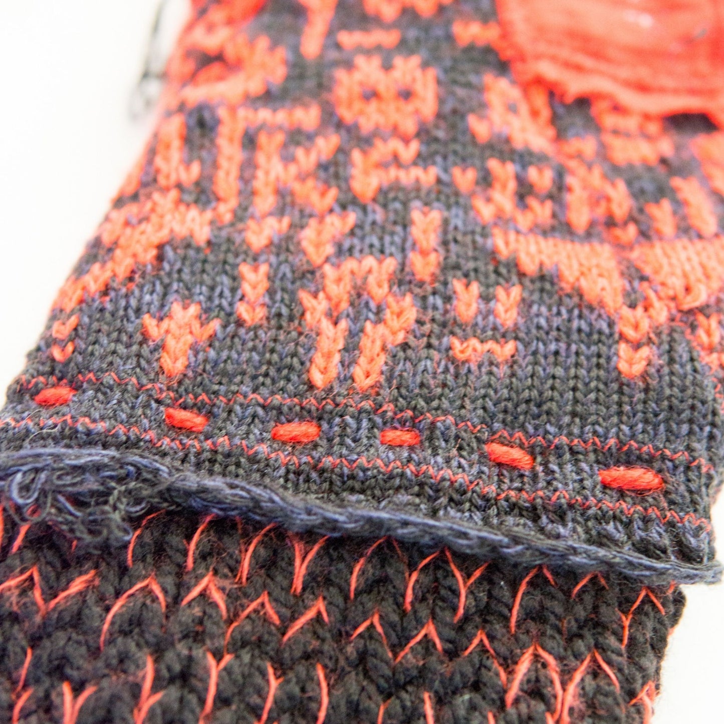 Tokyo Punk Knit Handmade Black and Red Punk Scarf 【275cm】