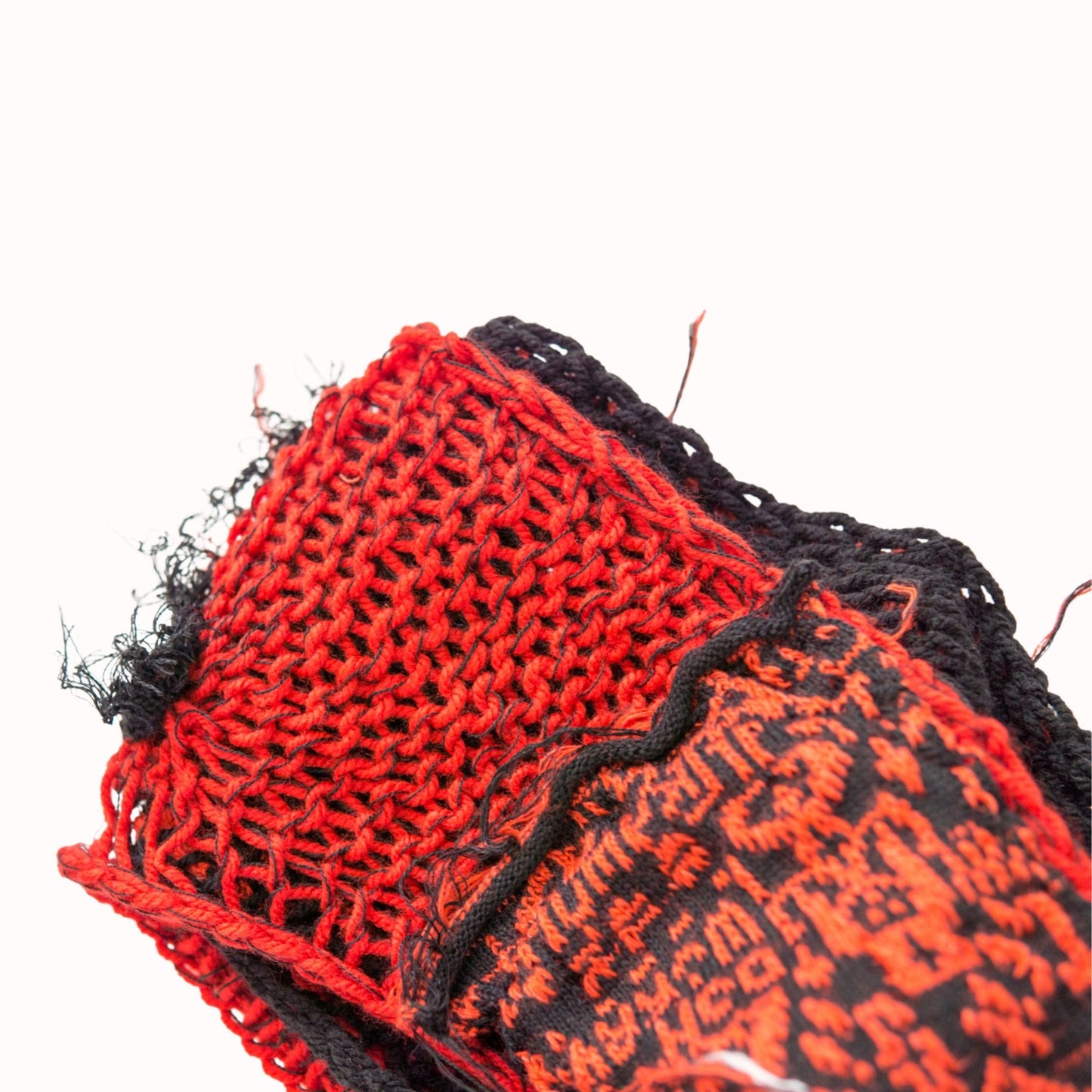 Tokyo Punk Knit Handmade Black and Red Punk Scarf 【275cm】