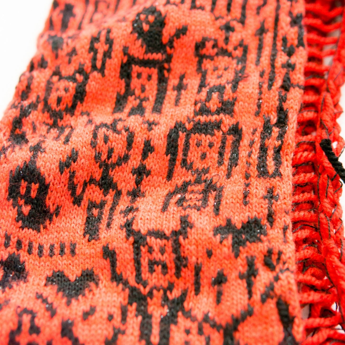 Tokyo Punk Knit Handmade Black and Red Punk Scarf 【275cm】