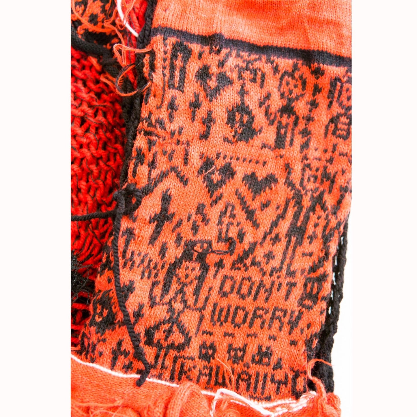 Tokyo Punk Knit Handmade Black and Red Punk Scarf 【275cm】