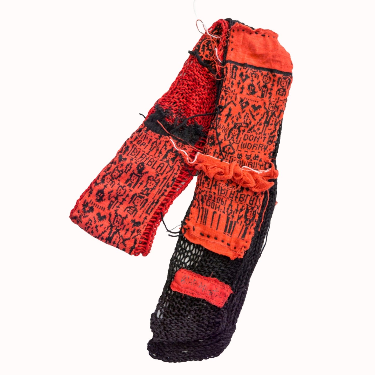 Tokyo Punk Knit Handmade Black and Red Punk Scarf 【275cm】