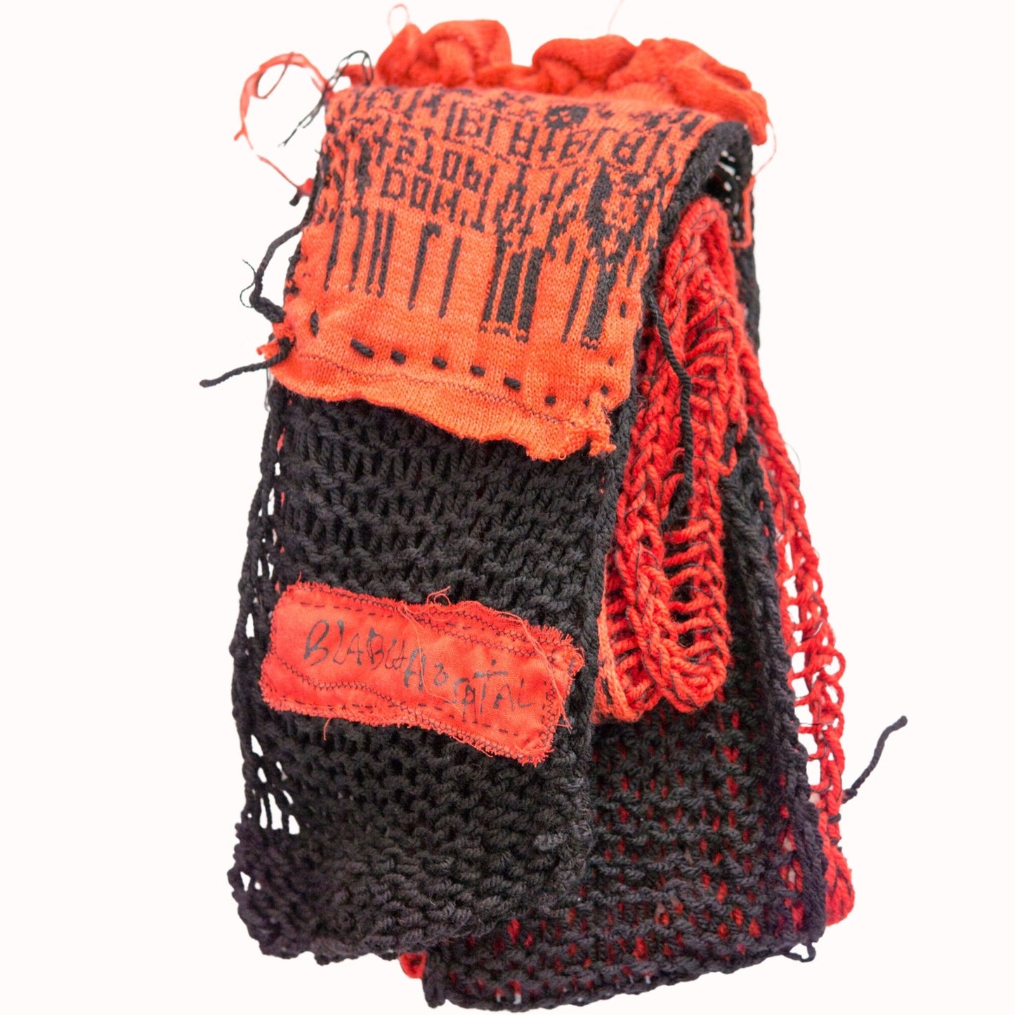 Tokyo Punk Knit Handmade Black and Red Punk Scarf 【275cm】