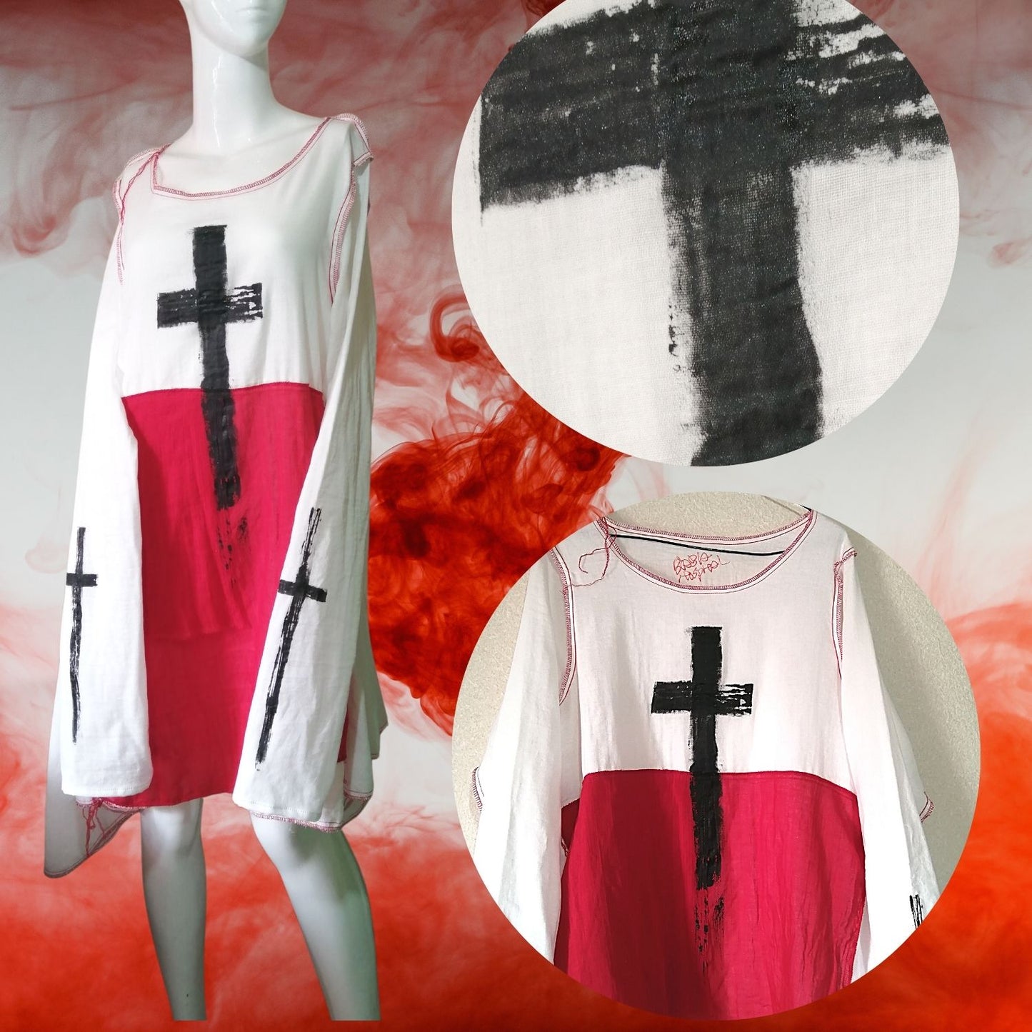 Gauze dress medical fashion sick cross paint Loose fit design