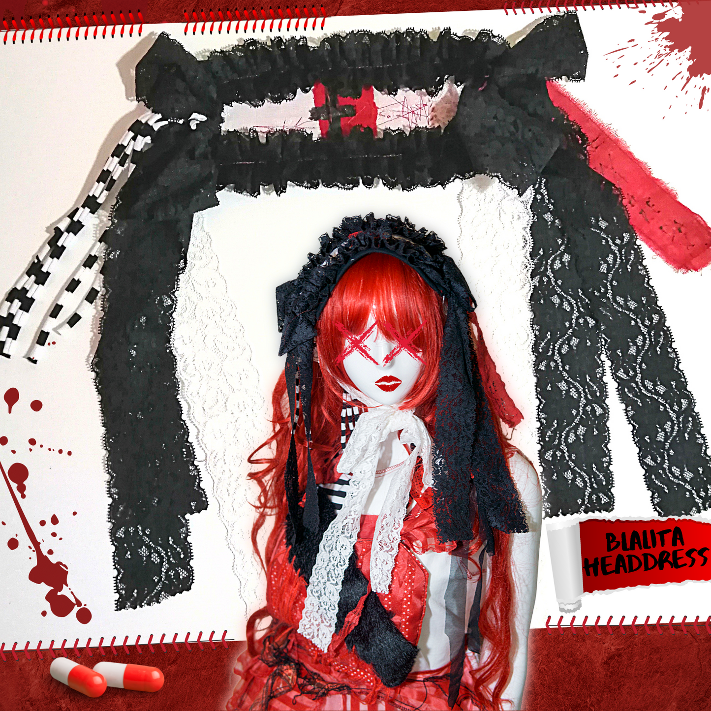 Japanischer Gothic- und Lolita-Mode-Kopfschmuck Handgefertigt