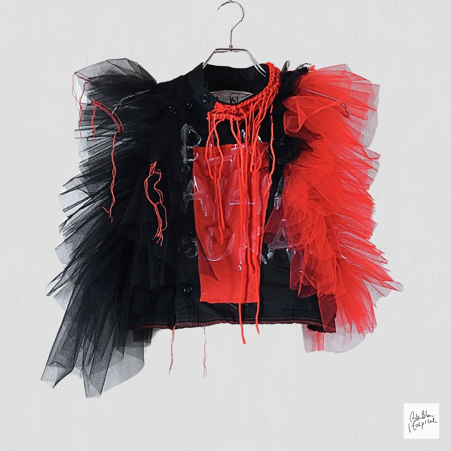 Black Sleeveless Top – Instinctive Red and Black Tulle Ruffle