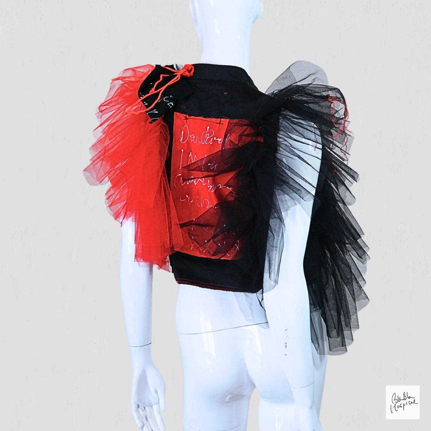 Black Sleeveless Top – Instinctive Red and Black Tulle Ruffle