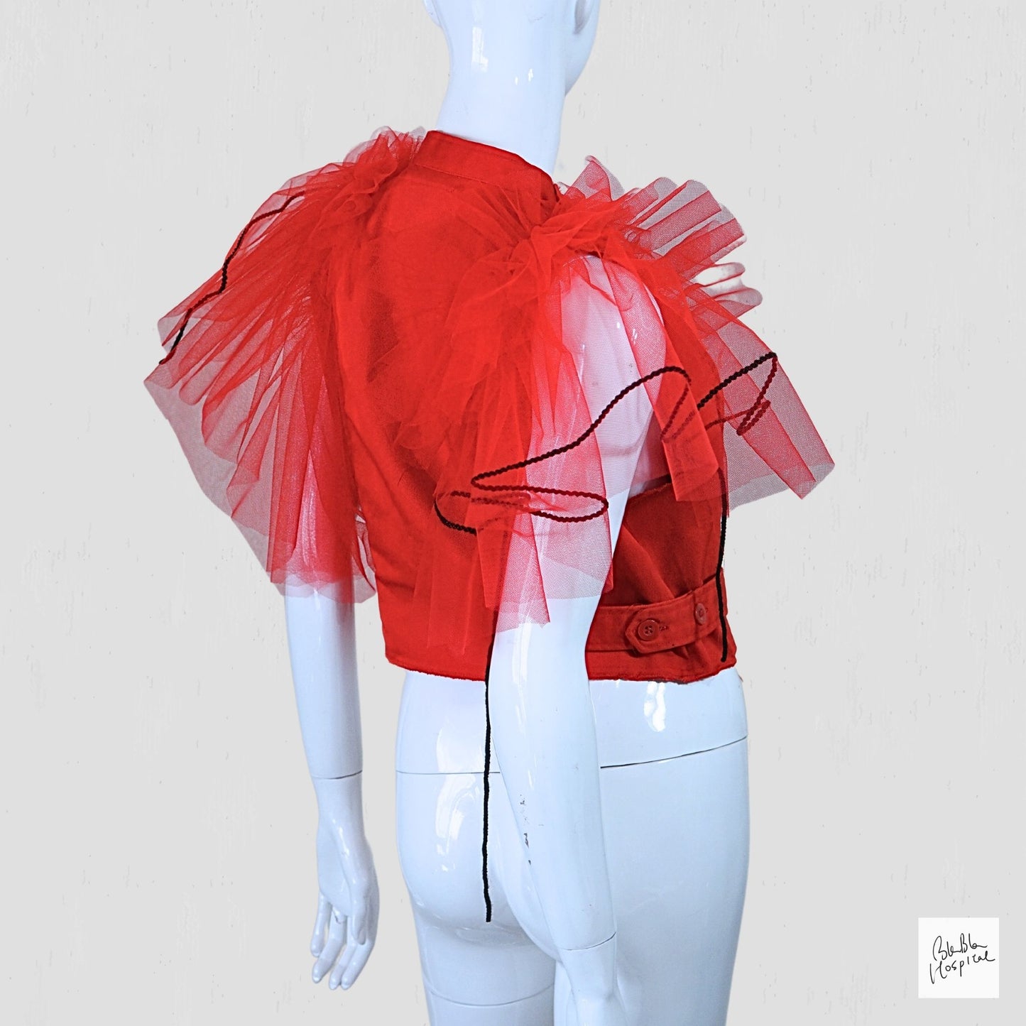 Red Sleeveless Top – Instinctive Tulle Ruffle