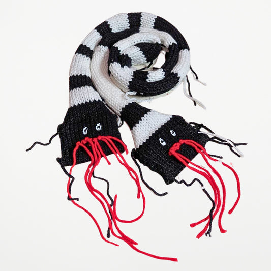 2 WAY SNAKE  – Narrow Scarf Black and White