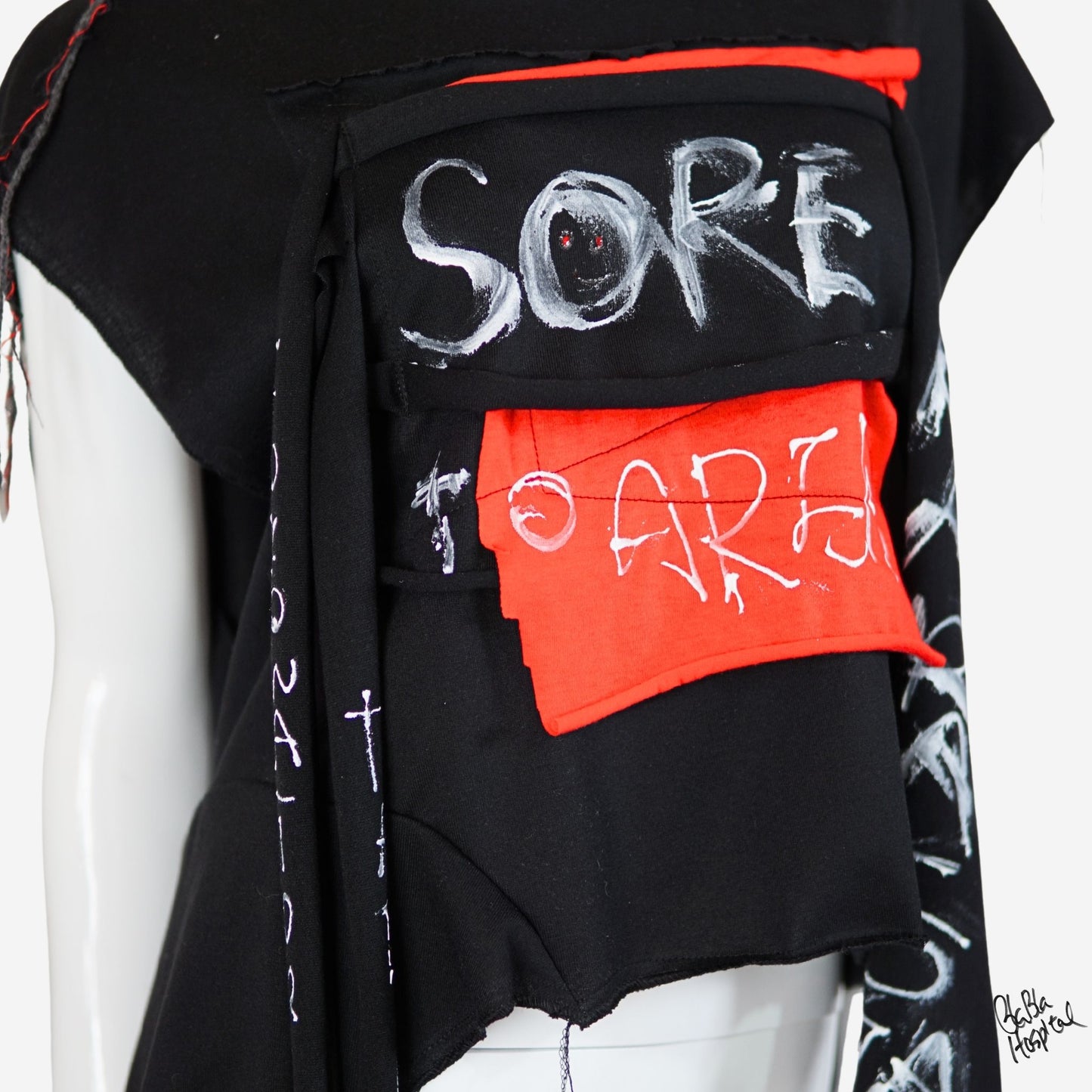 Face No.002 | Romaji writing – Oversized Black Sleeveless Top