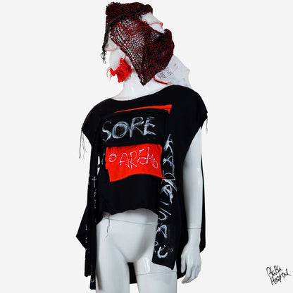 Face No.002 | Romaji writing – Oversized Black Sleeveless Top