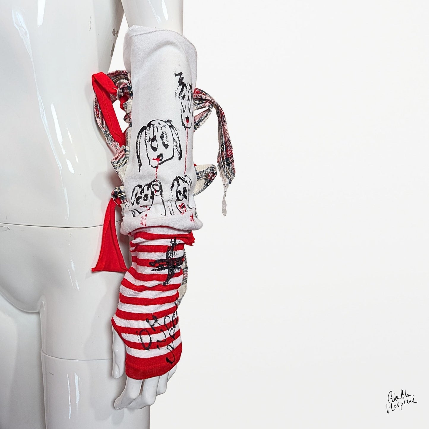 Hand-Painted Arm Cover – Red & White Stripe