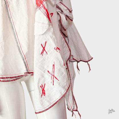 White Ward – No.02 | Black Cross Double Gauze Sleeveless Top