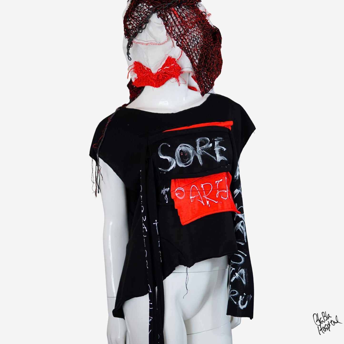 Face No.002 | Romaji writing – Oversized Black Sleeveless Top