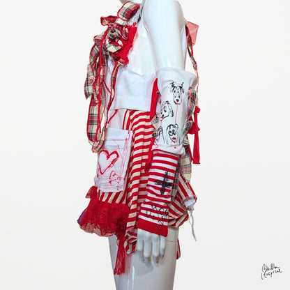 Hand-Painted Arm Cover – Red & White Stripe