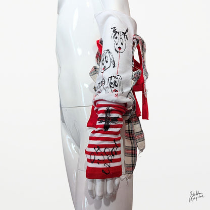 Hand-Painted Arm Cover – Red & White Stripe