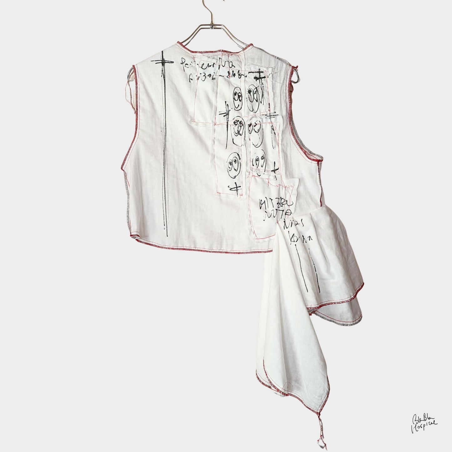 White Ward – No.01 | Asymmetrical Draped Double Gauze Sleeveless Top