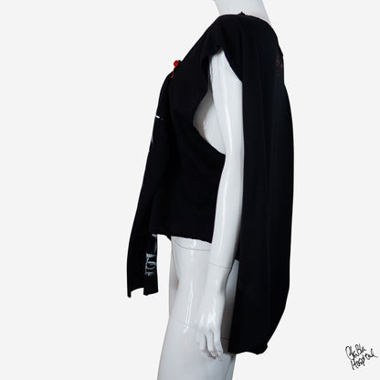 Face No.002 | Romaji writing – Oversized Black Sleeveless Top