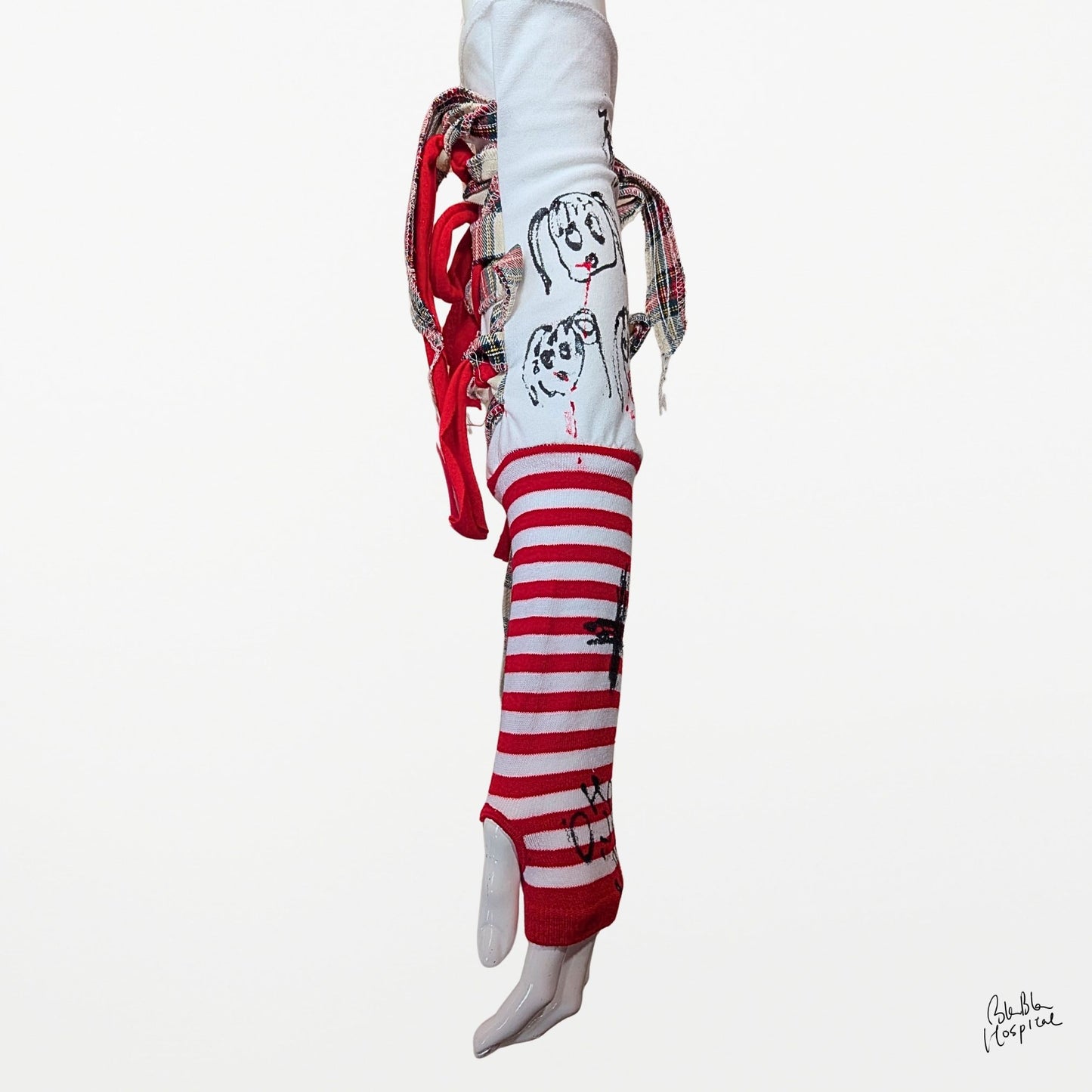 Hand-Painted Arm Cover – Red & White Stripe