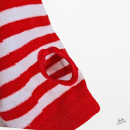 Hand-Painted Arm Cover – Red & White Stripe
