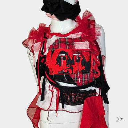 Red Air - No.01 | Red Sheer Organza Top  – Layering Piece