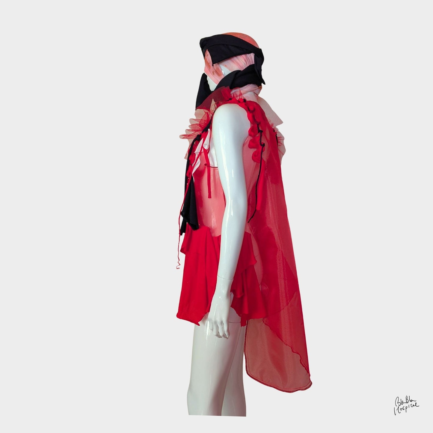 Red Air - No.01 | Red Sheer Organza Top  – Layering Piece