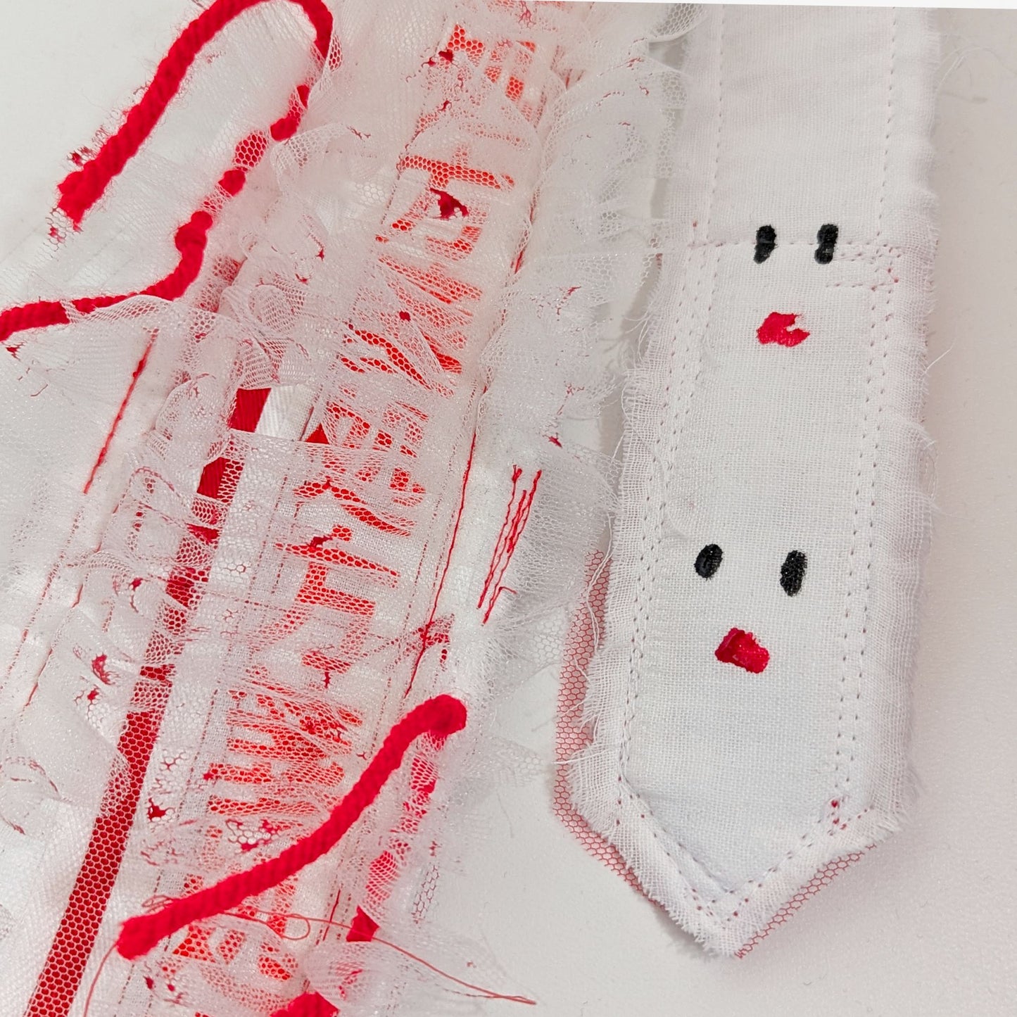 Ghost Face White Tie with Japanese Print