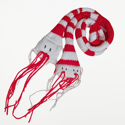 2 WAY SNAKE  – Narrow Scarf  Red and White