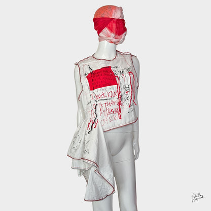 White Ward – No.01 | Asymmetrical Draped Double Gauze Sleeveless Top