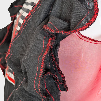 Red Air - No.03 |黒ガーゼ直感フリル オーガンジートップス –レイヤー重ね着用