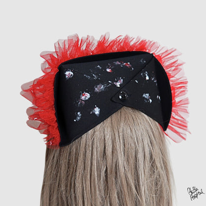 Red tulle frill – Black Nurse Cap
