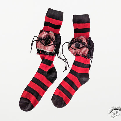 Eyes | My Black & Red Striped Socks