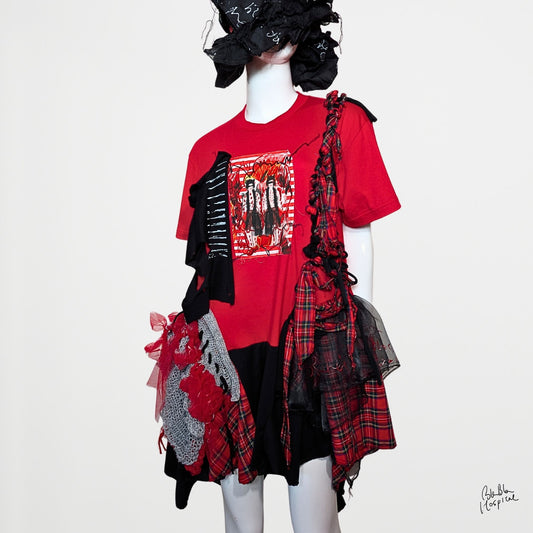 Tshirt-Dress - Red Black
