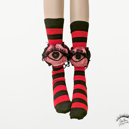 Eyes | My Black & Red Striped Socks