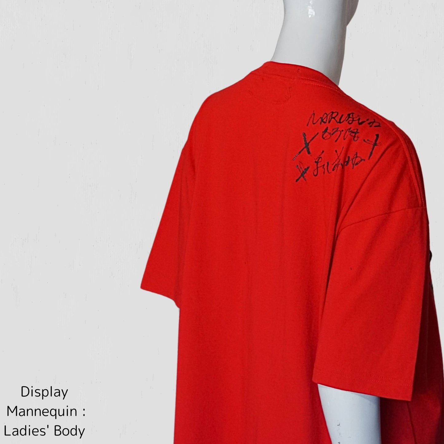 Kanji Printed Chef-Nurse Design Oversized Red T-Shirt