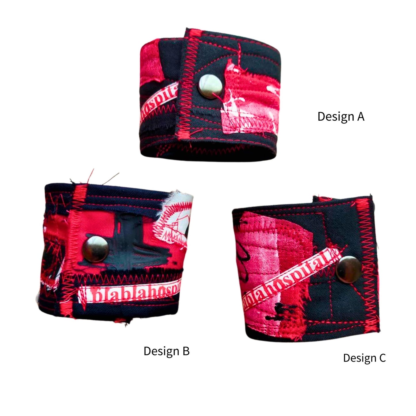 Blabla Patient Wristband Black and Red Design