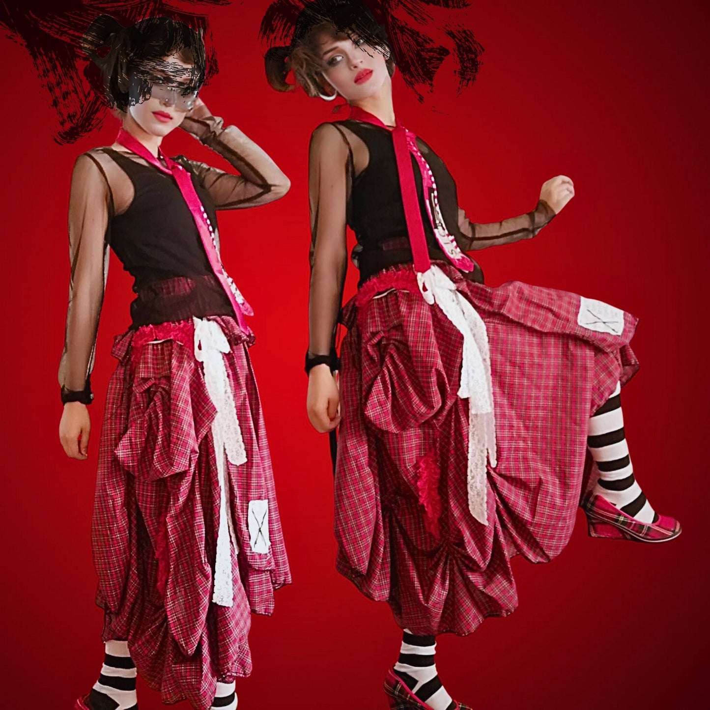 New Tokyo Punk Fashion ! Handmade Red Skirt