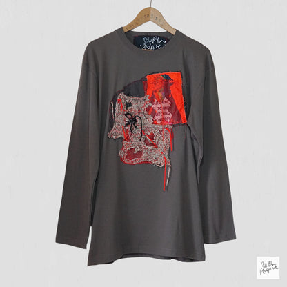 Art Knit Patch Design Long-sleeve T-shirt