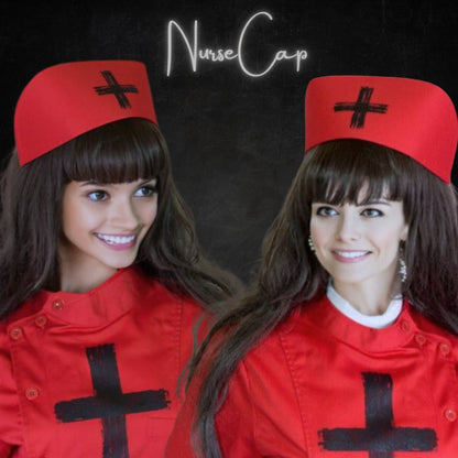 Black Cross Paint Gothic Red Nurse Cap Medical Fashion